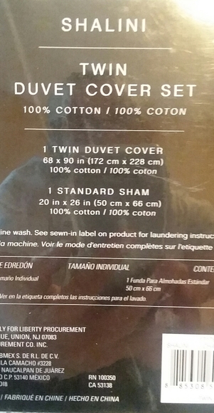 Shalini Gray & White Print Twin Duvet Cover Set - Picture 4 of 4